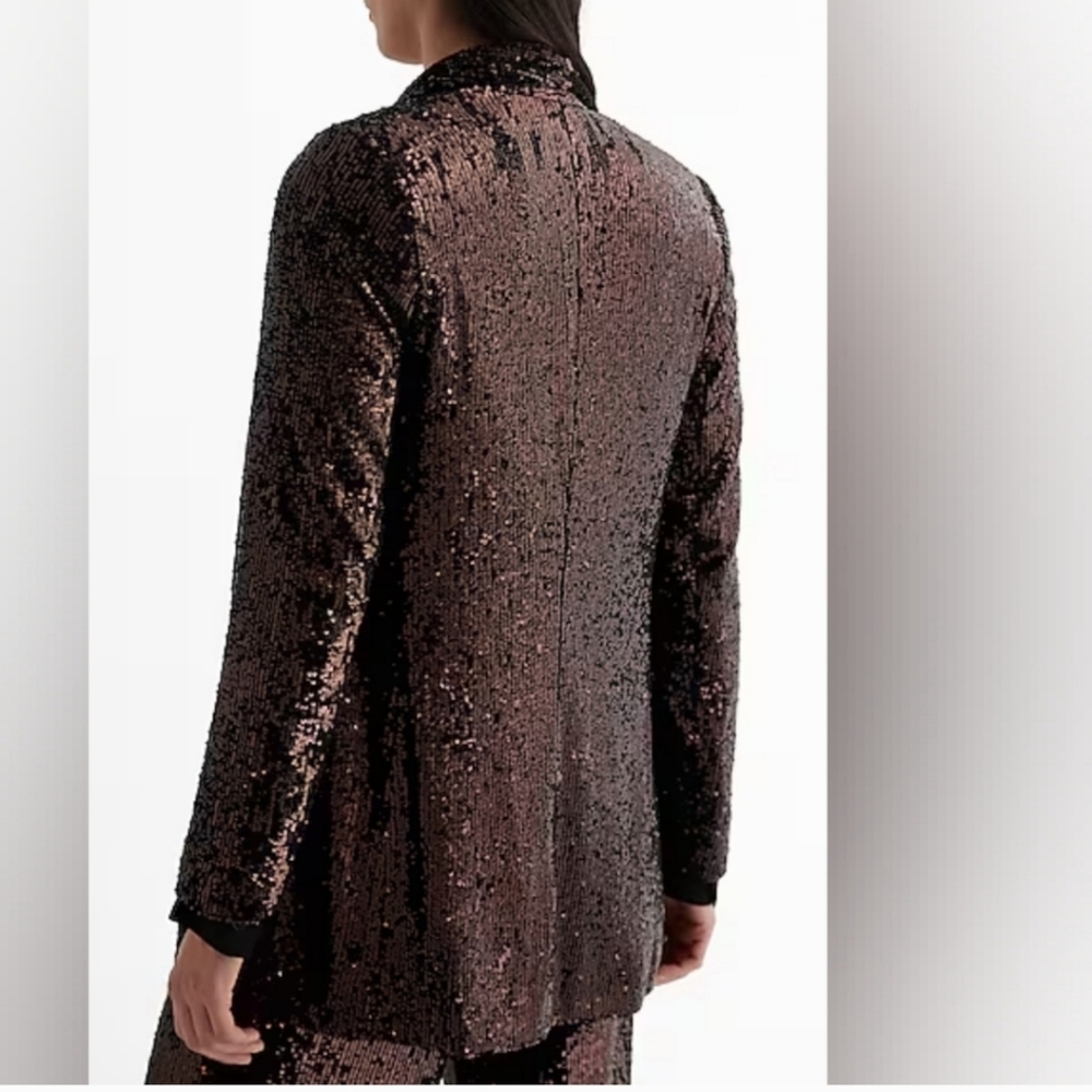 Express Shimmering Sequin Brown Blazer Sz M - Picture 2 of 8